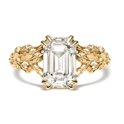 Leaf Emerald-Cut Ring