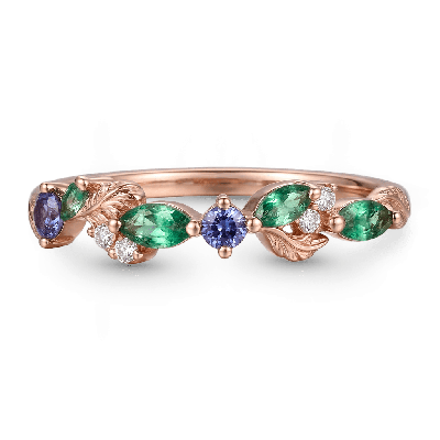 Leaf Branch Marquise-Cut Ring