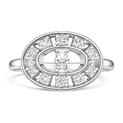 Oval Baguette & Round Cut Ring