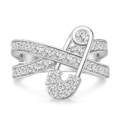 Safety Pin Interlocking Bands Ring