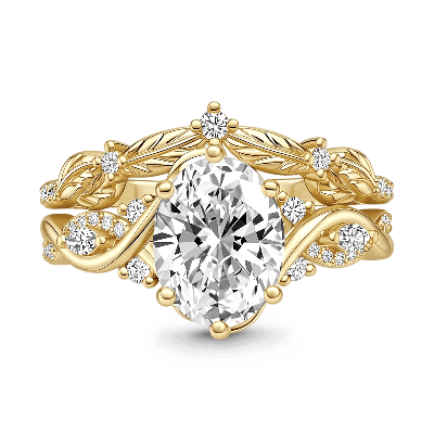 Oval-Cut Engagement Ring Set