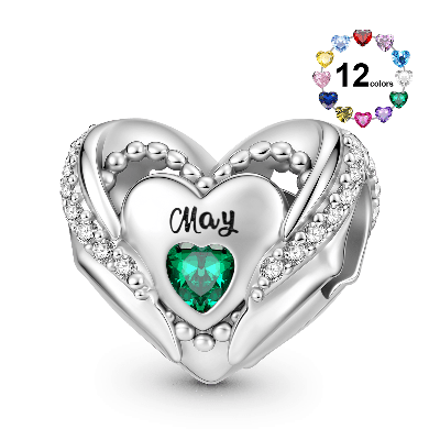 Love Heart Birthstone Charm