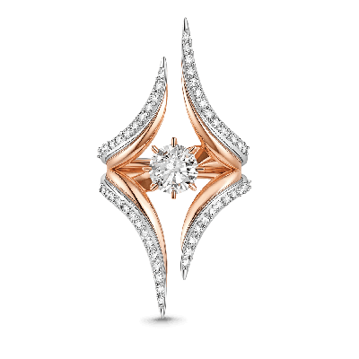 Geometric Spire Round-Cut Ring