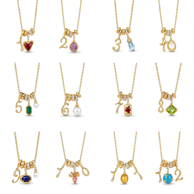 Number Birthstone Necklace