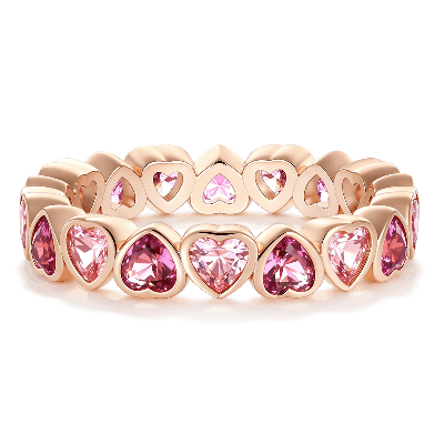 Morganite Heart Bezel Eternity Band