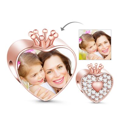 Crown Heart Photo Charm