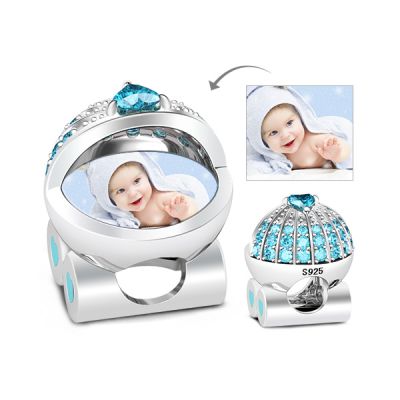 Blue Pram Photo Charm
