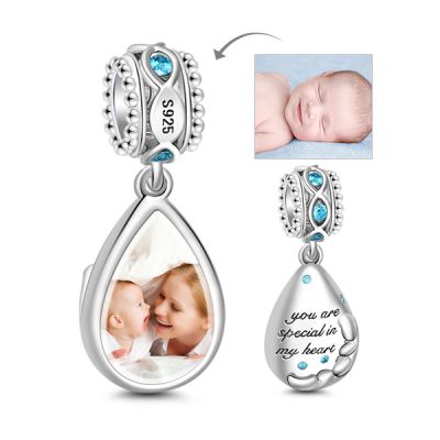Teardrop Photo Charm Pendant