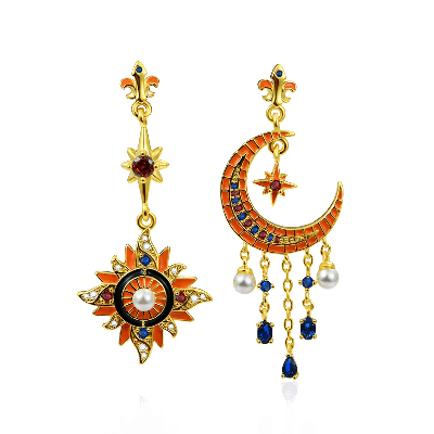 Star Moon Dangle Earrings